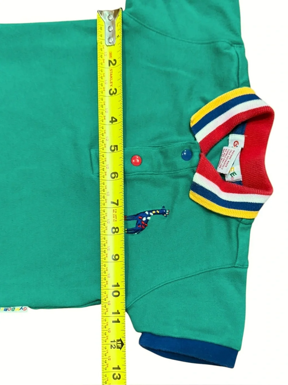 Vintage 90s Gymboree Colorblock Collared Shirt Baby Boy Embroidered Giraffe